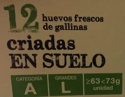 Lista de ingredientes del producto Huevos frescos de gallinas criadas en suelo Lidl 12 unidades