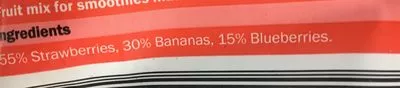 Lista de ingredientes del producto Smoothie mix fresas, plátano y arándanos Lidl 