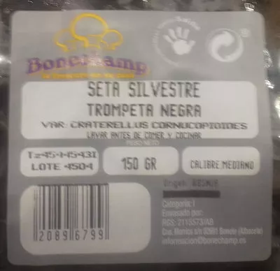 Lista de ingredientes del producto Seta silvestre trompeta negra Bonechamp 150 g