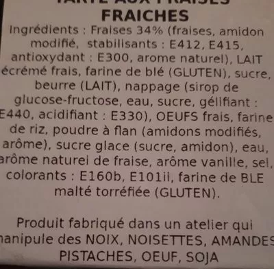 Lista de ingredientes del producto Tarte au fraises  