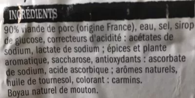 Lista de ingredientes del producto 6 Chipolatas Superieures L'Etal Du Boucher 