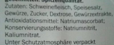 Lista de ingredientes del producto Landschinken , Luftgetrocknet Dulano 