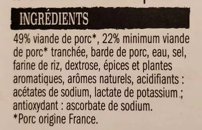 Lista de ingredientes del producto 12 Paupiettes de porc L'étal du boucher 