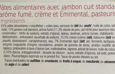 Lista de ingredientes del producto Coquillette jambon Lidl 