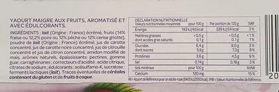 Lista de ingredientes del producto Yaourt aux fruits Envia 0% envia 125 g