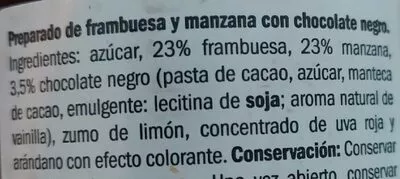 Lista de ingredientes del producto Frambuesa con chocolate negro Deluxe 