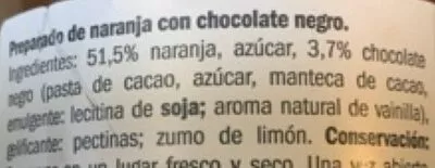 Lista de ingredientes del producto Naranja con chocolate negro Deluxe 