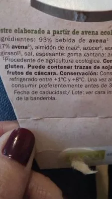 Lista de ingredientes del producto Bio Avena Milbona 250g (2 x 125 g)