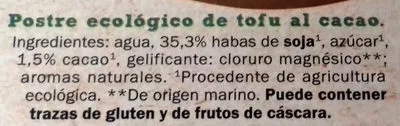 Lista de ingredientes del producto Tofu al cacao Milbona 250 g (2 x 125 g)