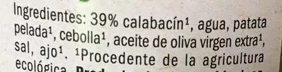 Lista de ingredientes del producto Crema de calabacín BIO Kania 