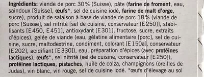 Lista de ingredientes del producto Pâté en croûte  