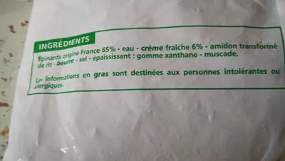 Lista de ingredientes del producto épinards en branche à la crème casino 1k