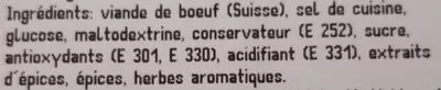 Lista de ingredientes del producto Viande séchée du valais Cher-Mignon 