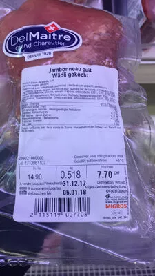 Lista de ingredientes del producto Jambonneau cuit DelMaitre  518 g