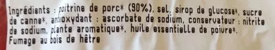 Lista de ingredientes del producto Poitrine fumée La Vie Claire 