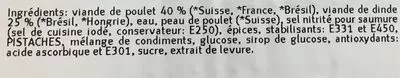 Lista de ingredientes del producto Charcuterie de volaille Migros 184 g