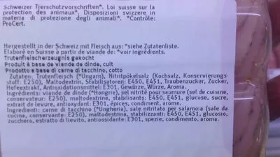 Lista de ingredientes del producto Poitrine de dinde épicée  140 g