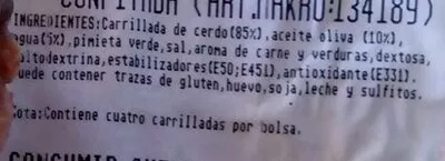 Lista de ingredientes del producto Carrillada de cerdo confitada Art makro 134189 Daniel Cervera 1,022kg