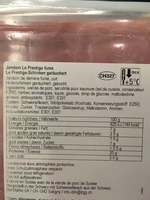 Lista de ingredientes del producto Le prestige fumé Delmaître 