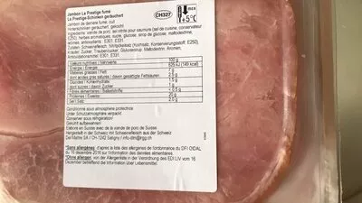 Lista de ingredientes del producto Jambon Le Prestige fumé (DelMaitre) Migros 138 g