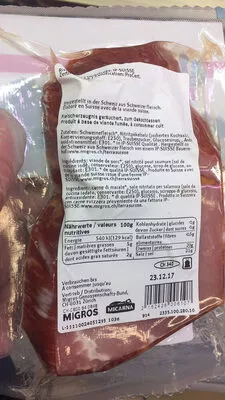 Lista de ingredientes del producto Filet de porc fumé cru Terrasuisse 185 g