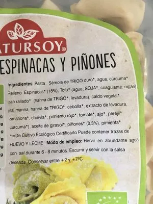 Lista de ingredientes del producto  natursoy 