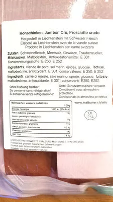 Lista de ingredientes del producto Jambon De Campagne  120 g