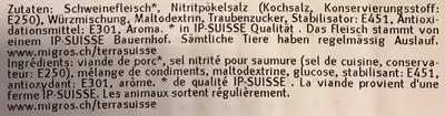 Lista de ingredientes del producto Jambon de derrière Terrasuisse 