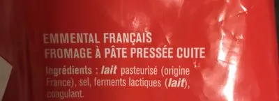 Lista de ingredientes del producto Emmental français Etoile D’or 