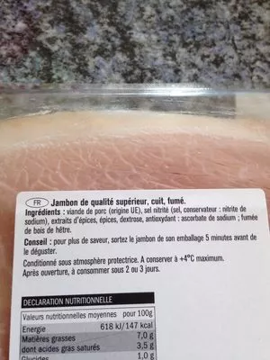 Lista de ingredientes del producto Jambon traditionnel Saint Alby 