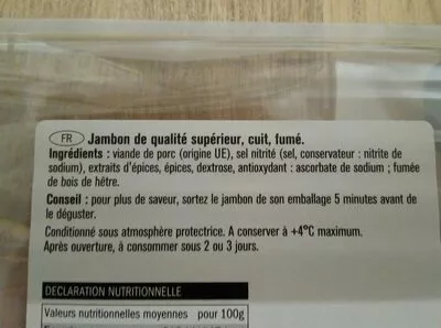 Lista de ingredientes del producto Jambon cuit fumé Saint Alby 