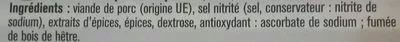 Lista de ingredientes del producto Jambon Traditionnel Fumé au Bois de Hêtre Saint Alby Variable