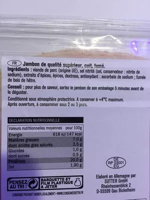 Lista de ingredientes del producto Jambon traditionnel Saint Alby 