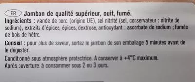 Lista de ingredientes del producto Jambon de qualité supérieur cuit, fumé Saint Alby 