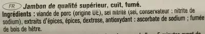 Lista de ingredientes del producto Jambon Traditionnel Fumé au Bois de Hêtre Saint Alby, Lidl 5