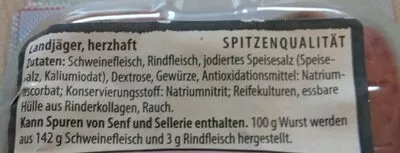 Lista de ingredientes del producto Herzhafte Landjäger Adler 