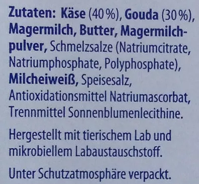 Lista de ingredientes del producto Sandwich-Scheiben Gouda Alpenmark 200 g