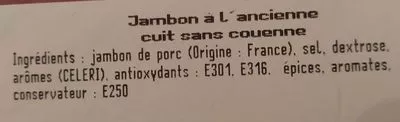 Lista de ingredientes del producto Jambon à l'Ancienne Cuit sans Couenne Domaine Picard 164 g