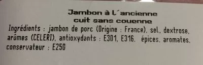 Lista de ingredientes del producto Jambon a l'ancienne Domaine picard 