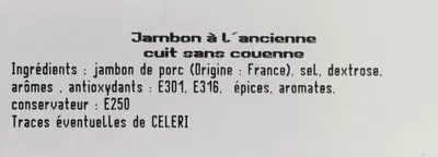 Lista de ingredientes del producto Jambon à l’ancienne Domaine Picard 