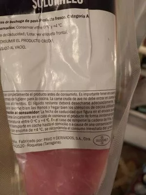 Lista de ingredientes del producto Solomillo pavo  