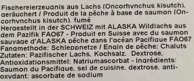 Lista de ingredientes del producto Saumon argenté d'Alaska fumé sauvage  