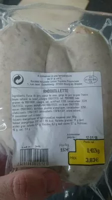 Lista de ingredientes del producto Andouillettes Triperie Provinciale 