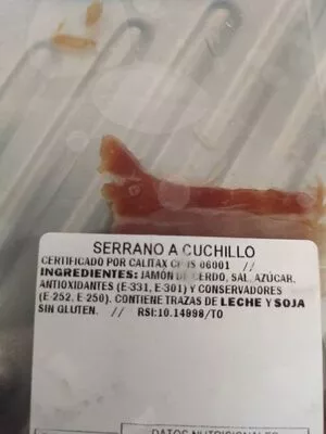 Lista de ingredientes del producto Jamon reserva Mercadona 