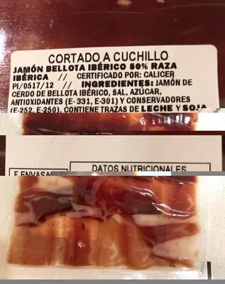 Lista de ingredientes del producto Jamón de bellota ibérico Mercadona 