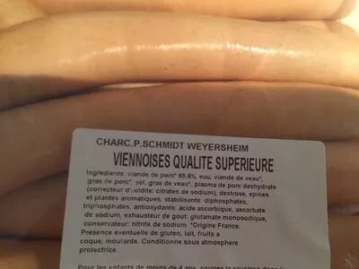 Lista de ingredientes del producto Viennoises qualite superieure Charc. P. Schmidt. Weyersheim 