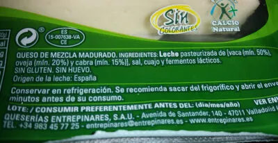 Lista de ingredientes del producto Quedo tierno entrepinares Entrepinares 331 g