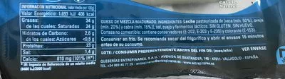 Lista de ingredientes del producto Queso Semicurado Entrepinares 334 g (variable)