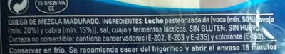 Lista de ingredientes del producto Queso semicurado Entrepinares 