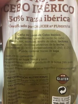 Lista de ingredientes del producto   